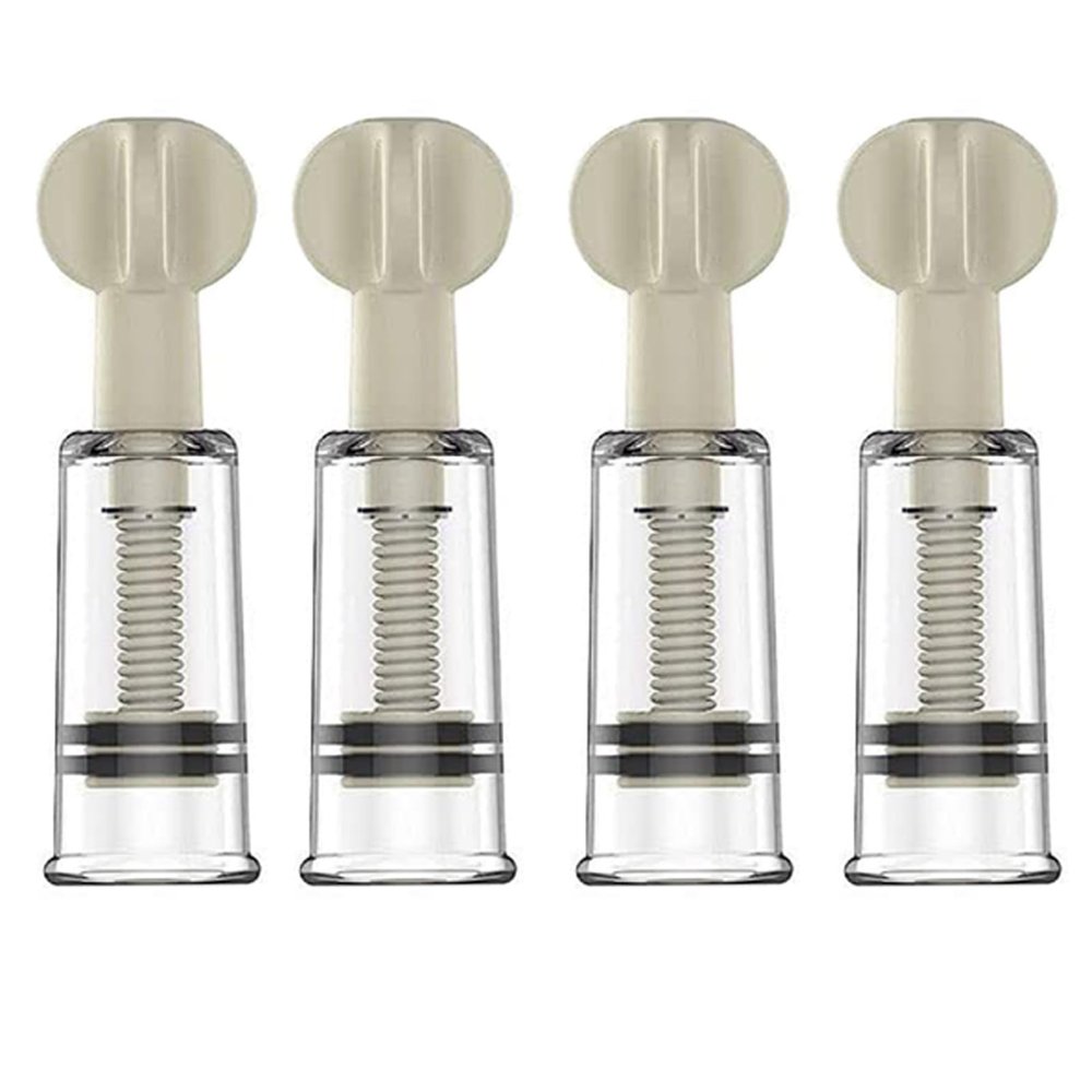 4 pcs Nipple Corrector Cups - Nipple Inverted, Flat and Shy Nipples, Vacuum Twist Suction Cupping Device White Nipple Corrector Suction Cups for Relaxation Pain Body Pregnant Woman Breastfeeding