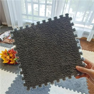 10pcs Fluffy Area Rugs,Fuzzy Soft & Protective Floor Cushion Mats,Interlocking Plush Fluffy Rug Climbing Area Carpet Squares Puzzle Floor Tiles for Home Playroom(Dark Gray)