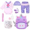 8 Pcs Reborn Baby Girl Doll Clothes Outfit Accessories with Backpack fit for 17-22 Inch Reborn Doll Newborn Baby Girl view 1