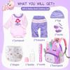 8 Pcs Reborn Baby Girl Doll Clothes Outfit Accessories with Backpack fit for 17-22 Inch Reborn Doll Newborn Baby Girl view 2
