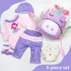 8 Pcs Reborn Baby Girl Doll Clothes Outfit Accessories with Backpack fit for 17-22 Inch Reborn Doll Newborn Baby Girl view 3