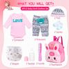 Reborn Baby Girl Doll Clothes Pink Outfits Accesories 8 Pcs Set with Backpack&Diaper for 17-22 Inch Reborn Doll Newborn Girl view 2
