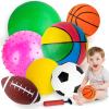 HOESDA Balls for Toddlers 1-3,Toddler Sports Ball Outdoor Toys,Set of 7 Kids Foam Ball Baby Ball Indoor Outdoor Toys-Playground Ball Basketball Football Volleyball Rugby Bounce Ball with Bag view 1
