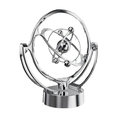 OSUBANGMA Perpetual motion globe desktop model, rotating magnetic rocker, celestial globe orbital ornament, usb ornament, Silver middle ball