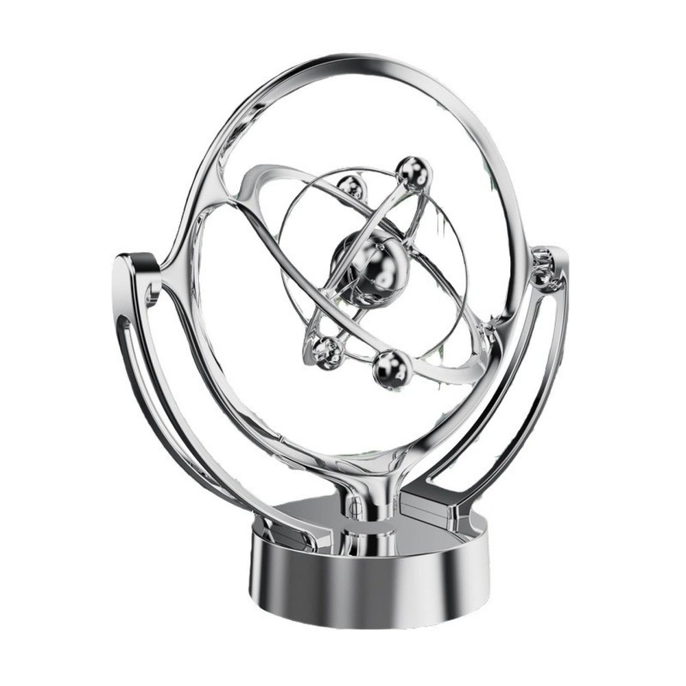 OSUBANGMA Perpetual motion globe desktop model, rotating magnetic rocker, celestial globe orbital ornament, usb ornament, Silver middle ball