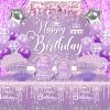 116 Pcs Purple Silver Birthday Decorations for Women Girls, Happy Birthday Banner Foil Balloons Plates Cups Napkins Tablecloth Purple Party Set Fringe Curtains Disposable Tableware Serve 20 Supplies view 1
