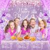 116 Pcs Purple Silver Birthday Decorations for Women Girls, Happy Birthday Banner Foil Balloons Plates Cups Napkins Tablecloth Purple Party Set Fringe Curtains Disposable Tableware Serve 20 Supplies view 4