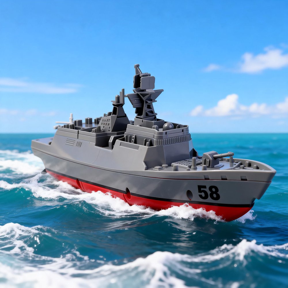 Ssccgym Remote Controlled Warship Battleship Destroyer Boat 10km/h 4WD 2.4G RC Boat On Water Lakes Pools Exhibits Models for 14y+ Beginners