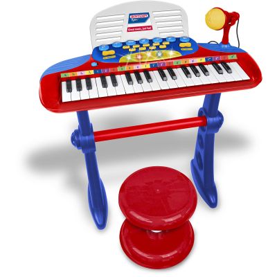 Bontempi | MiniKeyFun - Tastiera Giocattolo a 37 Tasti per Piccoli Musicisti con Microfono, Sgabello e Leggio, Pink, 54.5x33x16cm