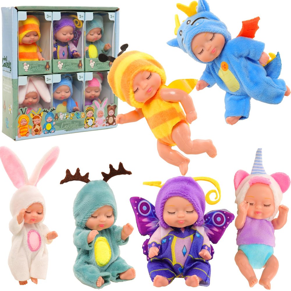 4 Inch Mini Baby Dolls 6pcs Set Lifelike Realistic Tiny Reborn Babies Dolls Toys with Cute Handmade Miniature Sleeping Doll Clothes for Suitability Gifts for Kids 3+ Shower Party Birthday Gifts