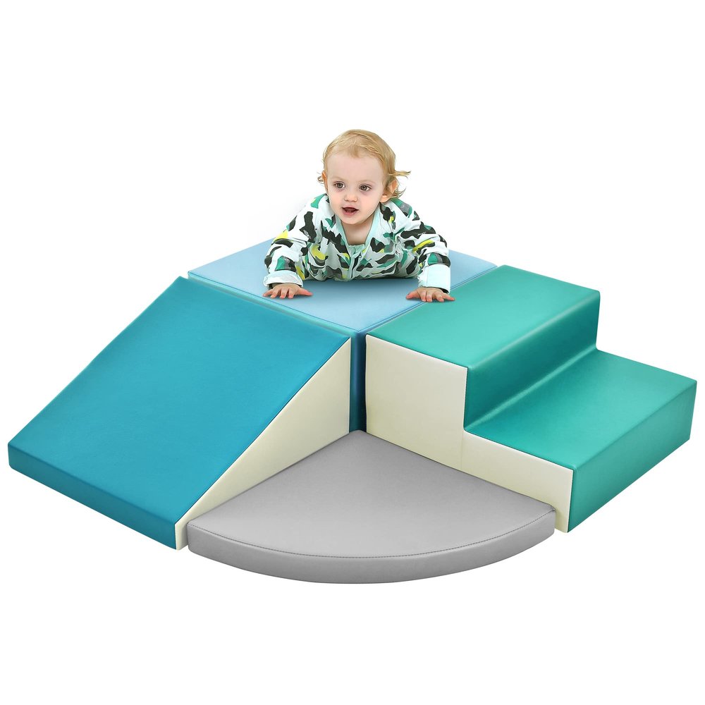 Soft Climb and Crawl Foam Playset, Safe Soft Foam Nugget Block for Infants, Preschools, Toddlers, Crawling and Climbing Indoor Active Play Structure