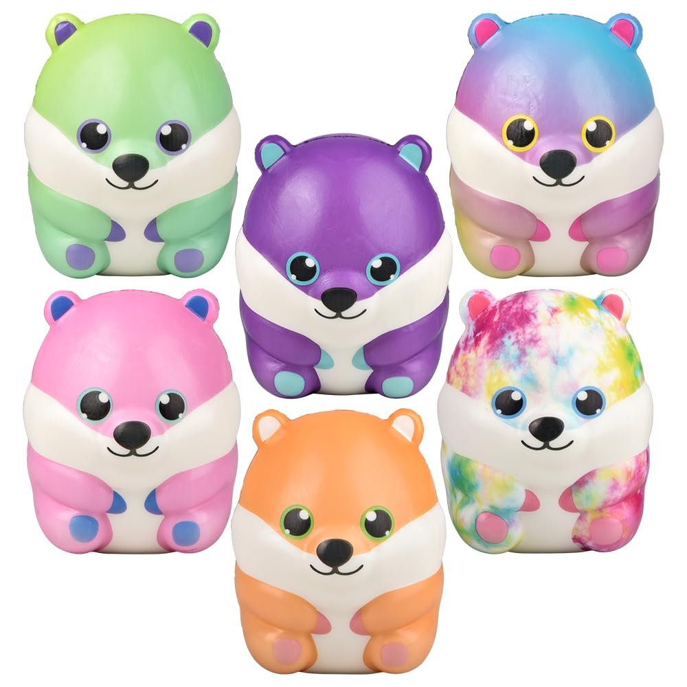 Belly Buddy Hamster Squishy, 6" Slow Rising Animal Squishy Toys for Kids, Fidget Toys Squishy Stress Relief Toys for Kids and Adults, Comes in Random Colors (Pack of 6) Forest & Twelfth
