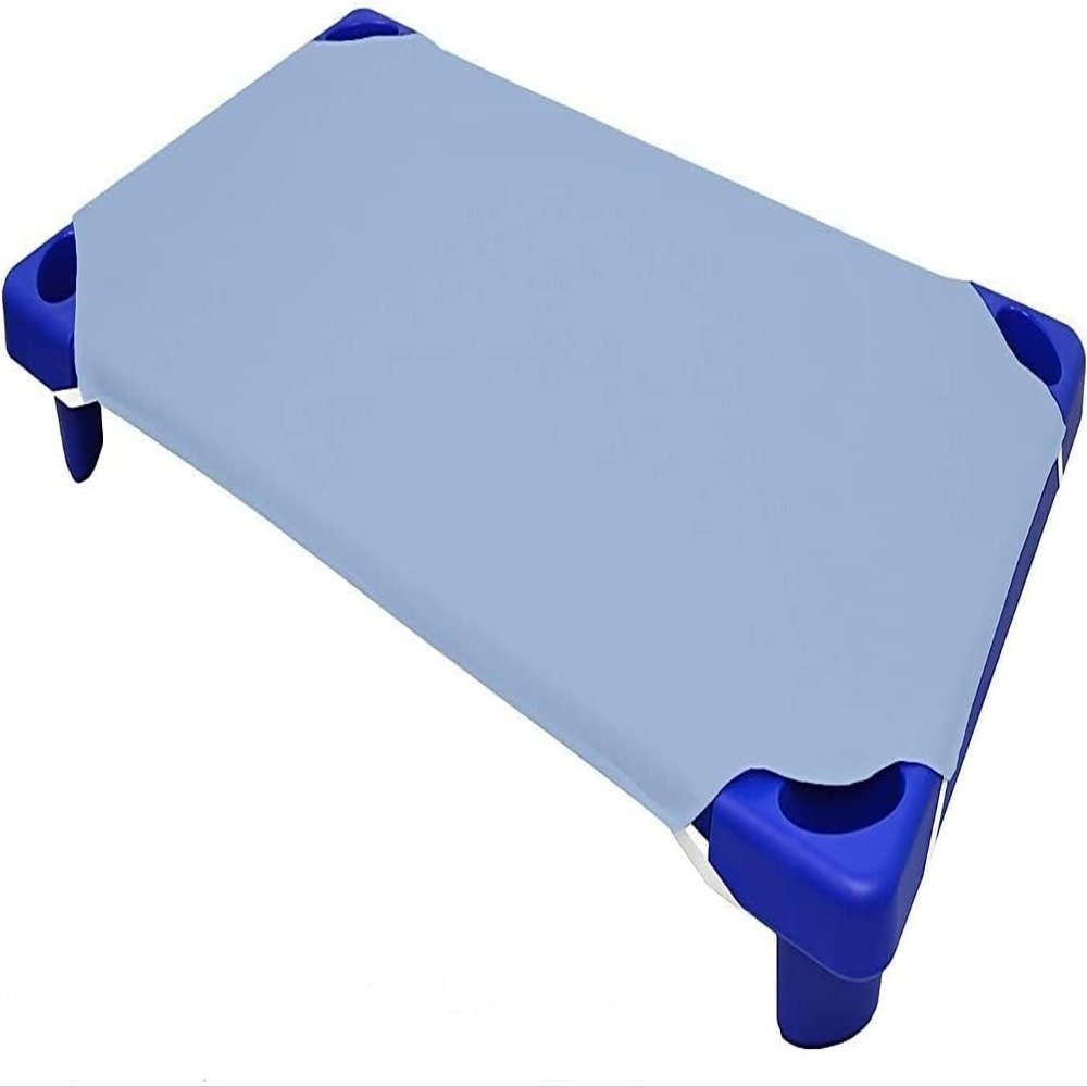 24 Pieces Toddlers Cot Sheets for Daycare Preschool Standard Size 24 x 51 Inch Soft Breathable Nap Sheet Polyester Cotton Sky Blue Cot Sheet for Boys Girls Naptime Sleeping for Cots Mat