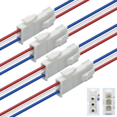 4 Pairs 3-Pin Servo Extension Cables FL4.14mm, Male to Female, 3 Circuit Wire Connector, Cord Wire Cable Suitable for car Truck, Boat and Other, 20cm 22Awg Wire, White, FL4.14-3P