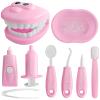 9-Piece Dental Pretend Play Set, Educational Dentist Play Kit with Teeth Model, Toothbrush, Dental Mirror, Syringe, Toothpaste, Tray, and Dental Tools, Fun Pretend Play Doctor Kit for Kids (Pink) view 1