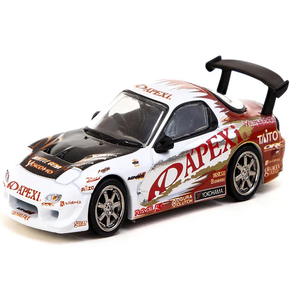 RX-7 FD Stage-D A'PEXi RHD (Right Hand Drive) White with Graphics Global64 Series 1/64 Diecast Model by Tarmac Works T64G-022-AP2