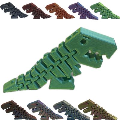 6" Flexi Rexi T Rex - 20+ Colors - Made in USA (Dual Blue Light / Yellow)