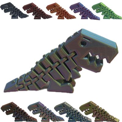 6" Flexi Rexi T Rex - 20+ Colors - Made in USA (Tri Pink/Orange/Blue Light)