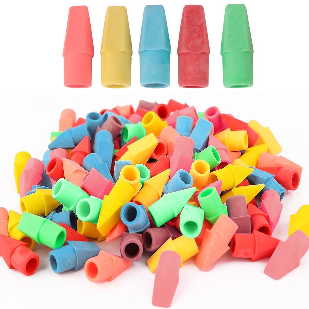 1,000 Pcs of Pencil Top Erasers for Kids Bulk Classroom (100 Packs of 10) Fun Pencil Tip Top Eraser Toppers for Kids Bulk School Supplies, Teacher Supplies