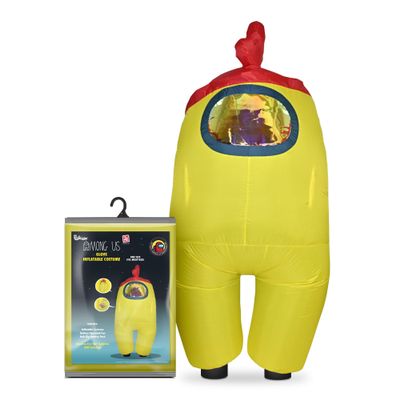 YuMe Official Among Us Toikido Toys Inflatable Kids Halloween Cosplay Costume for Children Crewmate - Yellow with You Glove to See it Hat