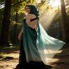DAZCOS Women's Chiffon Hooded Cape Elf Sheer Cloak Tulle Bridal Off Shoudler Capelet (Green) view 4