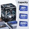 Qindaiwen Card Deck Box for Trading Cards, MTG Deck Box Fits 100+ Single Sleeved Cards, PU Leather Strong Magnet Card Deck Case Holder for Magic Commander TCG CCG, Wolf's Gaze view 3