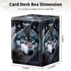 Qindaiwen Card Deck Box for Trading Cards, MTG Deck Box Fits 100+ Single Sleeved Cards, PU Leather Strong Magnet Card Deck Case Holder for Magic Commander TCG CCG, Wolf's Gaze view 4
