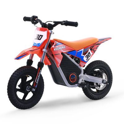 36V Racing Electric Dirt Bike for Kids, Peak 400W Powerful Motorcycle for Ages 3-6, Dual Shock Absorption, 3 Speed Modes with Safe Disc Brake, 12" Tires, Orange