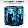 Qindaiwen Card Deck Box for Trading Cards, MTG Deck Box Fits 100+ Single Sleeved Cards, PU Leather Strong Magnet Card Deck Case Holder for Magic Commander TCG CCG, Cat Blue Eyes view 4