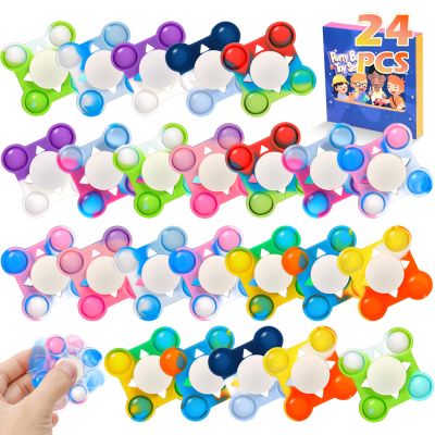 24 PCS Pop Fidget Spinners - Colorful Party Favors for Kids - Sensory Toys for Stress Relief and Anxiety - Classroom Prizes,Goodie Bag Stuffers,Birthday Gifts