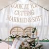 Look At You Getting Married Banner, Bachelorette Banner, Just Married Decor, Bridal Shower Wedding Engagement Party Decorations (Champagne Glitter) view 2