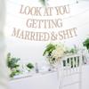 Look At You Getting Married Banner, Bachelorette Banner, Just Married Decor, Bridal Shower Wedding Engagement Party Decorations (Champagne Glitter) view 3