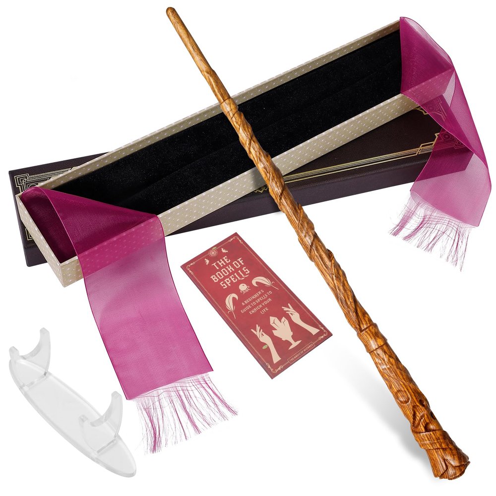 CharmRegion Wooden Wizard Magic Wand Hand Carved Wood Witch Wand for Kids Collection Cosplay, 14.5 in, Blossom