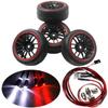 4LED Light Headlights Taillight Kit Accessories & 12mm Hex Wheel Rims & OD 2.59" Rubber Tires view 1