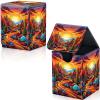 Qindaiwen Card Deck Box for Trading Cards, MTG Deck Box Fits 100+ Single Sleeved Cards, PU Leather Strong Magnet Card Deck Case Holder for Magic Commander TCG CCG, Desert Landscape view 1