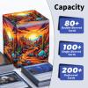 Qindaiwen Card Deck Box for Trading Cards, MTG Deck Box Fits 100+ Single Sleeved Cards, PU Leather Strong Magnet Card Deck Case Holder for Magic Commander TCG CCG, Desert Landscape view 3