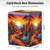 Qindaiwen Card Deck Box for Trading Cards, MTG Deck Box Fits 100+ Single Sleeved Cards, PU Leather Strong Magnet Card Deck Case Holder for Magic Commander TCG CCG, Desert Landscape view 4
