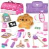 Lehoo Castle Toys for 3 4 Years Old Girls, Vet Play Sets, Wooden Doctor Kit for Toddlers 3-5 Pink, Pretend Play Dr Kits with Puppy, Dog Bag, Medical Accessories view 1