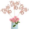 12 Pack Happy 16th Birthday Centerpiece Sticks Assembled Glitter Cheers to 16 Years Birthday Table Centerpiece Sticks for 16 Fabulous Theme Party Supplies Rose Gold view 1
