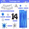14th Birthday Party Decorations for Boys, Navy Blue Silver Black Happy 14 Birthday Decorations Set with Backdrop Banner 14 Number Balloons for Him 14 years old. view 2