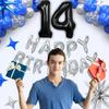 14th Birthday Party Decorations for Boys, Navy Blue Silver Black Happy 14 Birthday Decorations Set with Backdrop Banner 14 Number Balloons for Him 14 years old. view 4