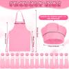 Handepo 28 Pcs Kid Apron and Chef Hat Set Adjustable Bib Apron with Pockets for Kids Cooking Baking Painting Crafting(Pink) view 2