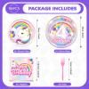 96 Pcs Unicorn 4th Birthday Party Decorations 350 GSM Disposable Rainbow Unicorn Plates and Napkins Tableware Set for Girls Unicorn Themed 4th Birthday Party Baby Shower Supplies Decorations Serves 24 view 2