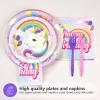 96 Pcs Unicorn 4th Birthday Party Decorations 350 GSM Disposable Rainbow Unicorn Plates and Napkins Tableware Set for Girls Unicorn Themed 4th Birthday Party Baby Shower Supplies Decorations Serves 24 view 3