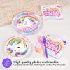 96 Pcs Unicorn 4th Birthday Party Decorations 350 GSM Disposable Rainbow Unicorn Plates and Napkins Tableware Set for Girls Unicorn Themed 4th Birthday Party Baby Shower Supplies Decorations Serves 24 view 4