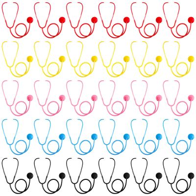 Leitee 100 Pieces Toy Stethoscope Bulk for Kid Real Working Stethoscope Disposable Plastic Doctor Nurse Costume Accessories for School Classroom Career Day Doctor Halloween Cosplay Kit