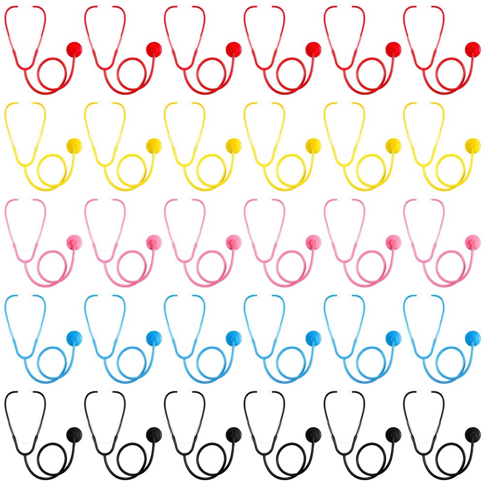 Leitee 100 Pieces Toy Stethoscope Bulk for Kid Real Working Stethoscope Disposable Plastic Doctor Nurse Costume Accessories for School Classroom Career Day Doctor Halloween Cosplay Kit