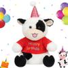 Cuteoy Happy Birthday Cow Musical Stuffed Animal Shaking Singing Dancing Plush Toy Electric Interactive Animated Plushies Gifts for Kids Girls Boys view 1