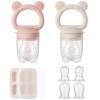 2 Pack Silicone Baby Fruit Feeder with Mini Freezer Tray, Breastmilk Popsicle Molds for Baby Teething Relief, Fresh Food Feeder for Safe Infant Self Feeding, Extra Food Pouches - Pink view 1