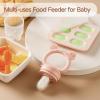 2 Pack Silicone Baby Fruit Feeder with Mini Freezer Tray, Breastmilk Popsicle Molds for Baby Teething Relief, Fresh Food Feeder for Safe Infant Self Feeding, Extra Food Pouches - Pink view 4